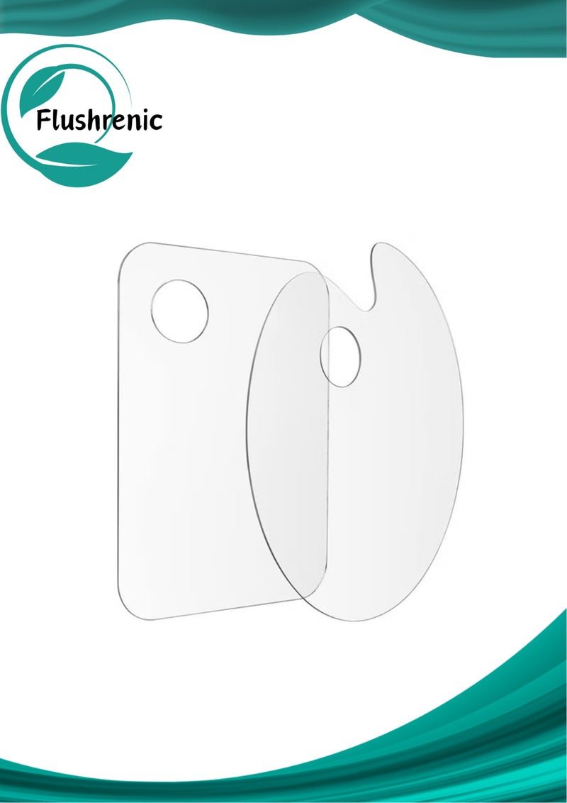 فلوشرينيك 2 قطعة لوحة ألوان أكريليك  لوحة ألوان, لوح ألوان شفاف,  لوحة فنان سهلة التنظيف وغير لاصقة, للوحة الرسم بالألوان المائية الزيتية الحرفية الفنية اليدوية - Image 1